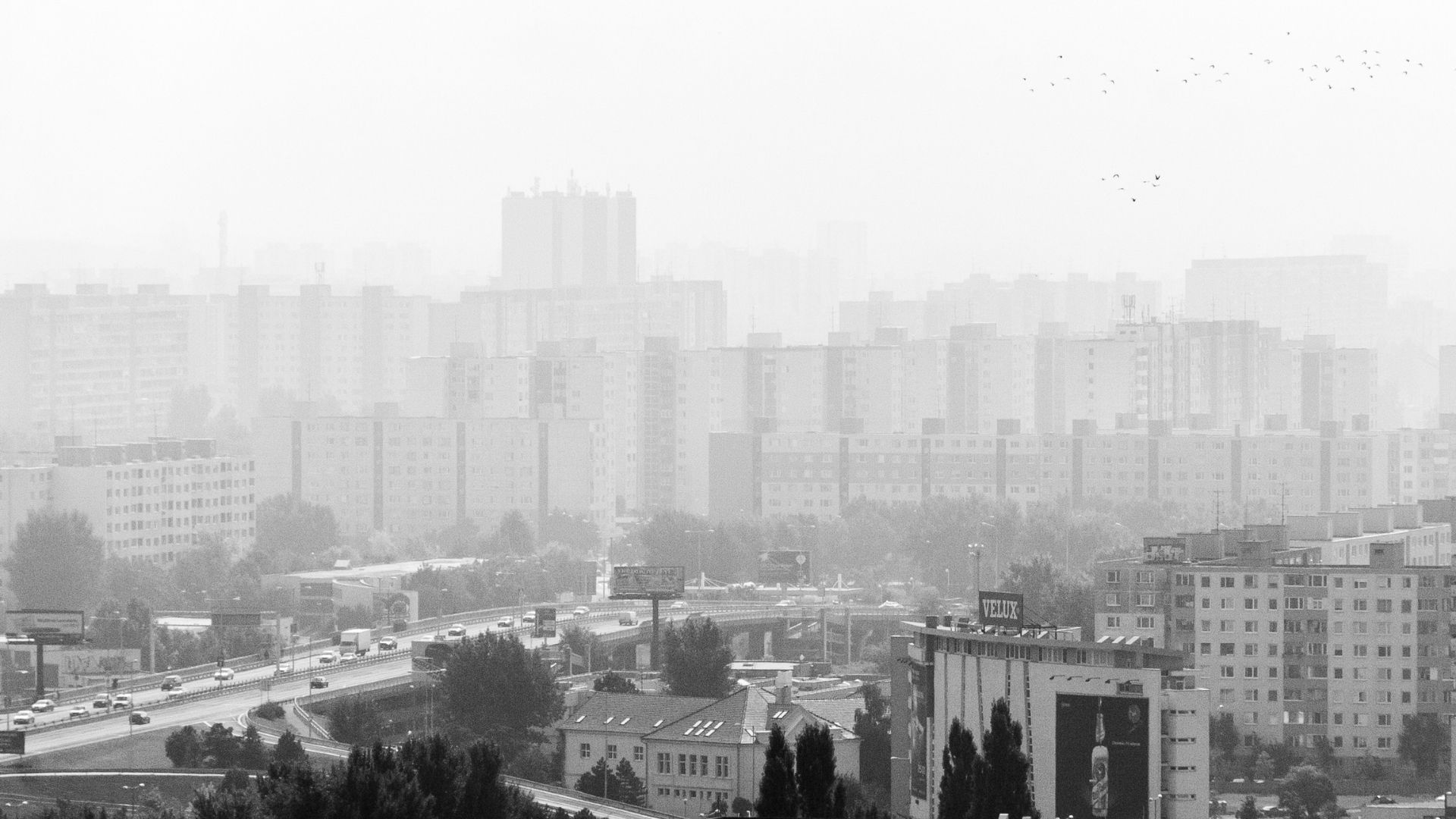 smog-nad-miastem-czarno-biale